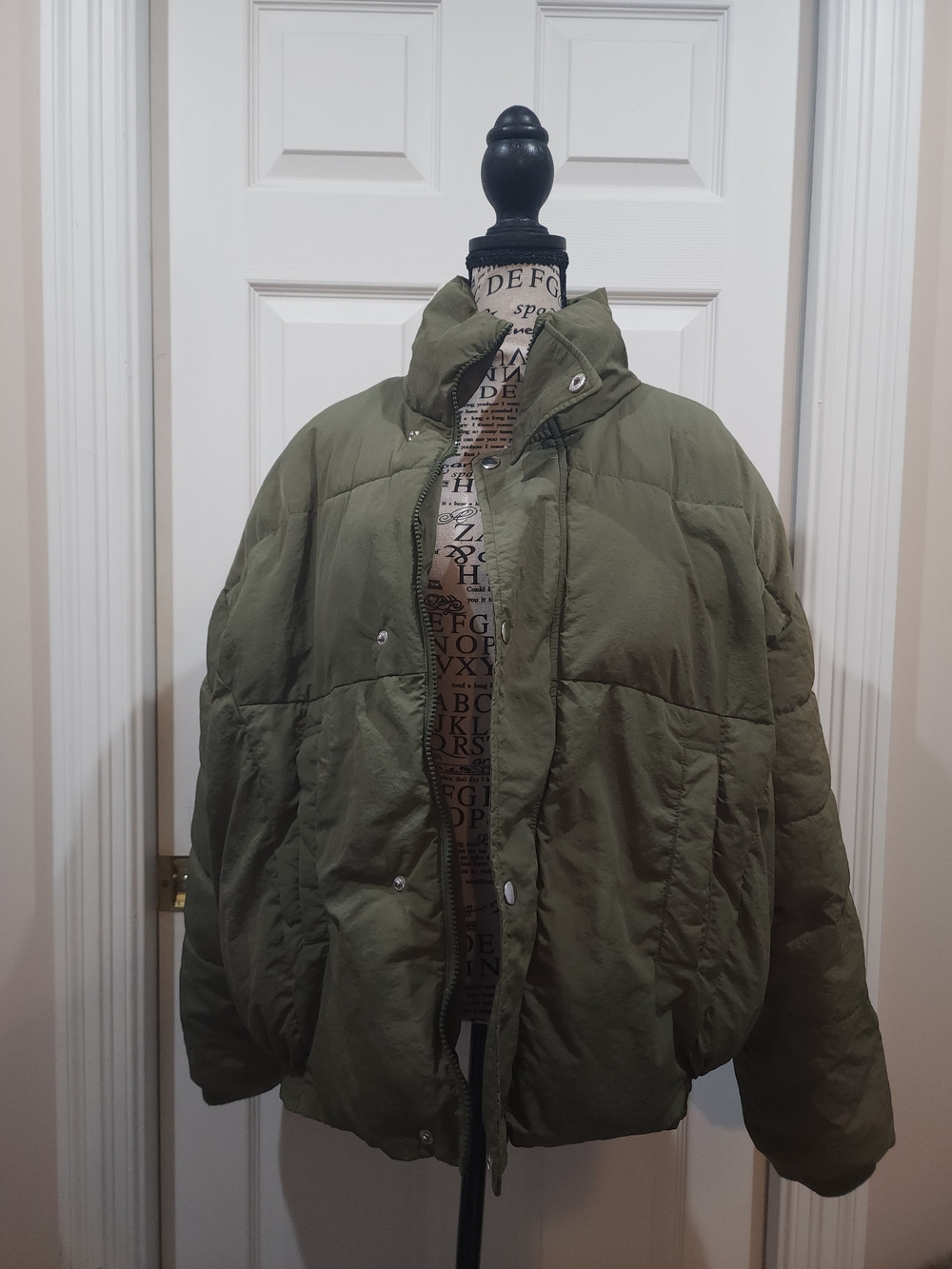 Free People Olive Green Oversized Puffer Jacket - Picture 5 of 12
